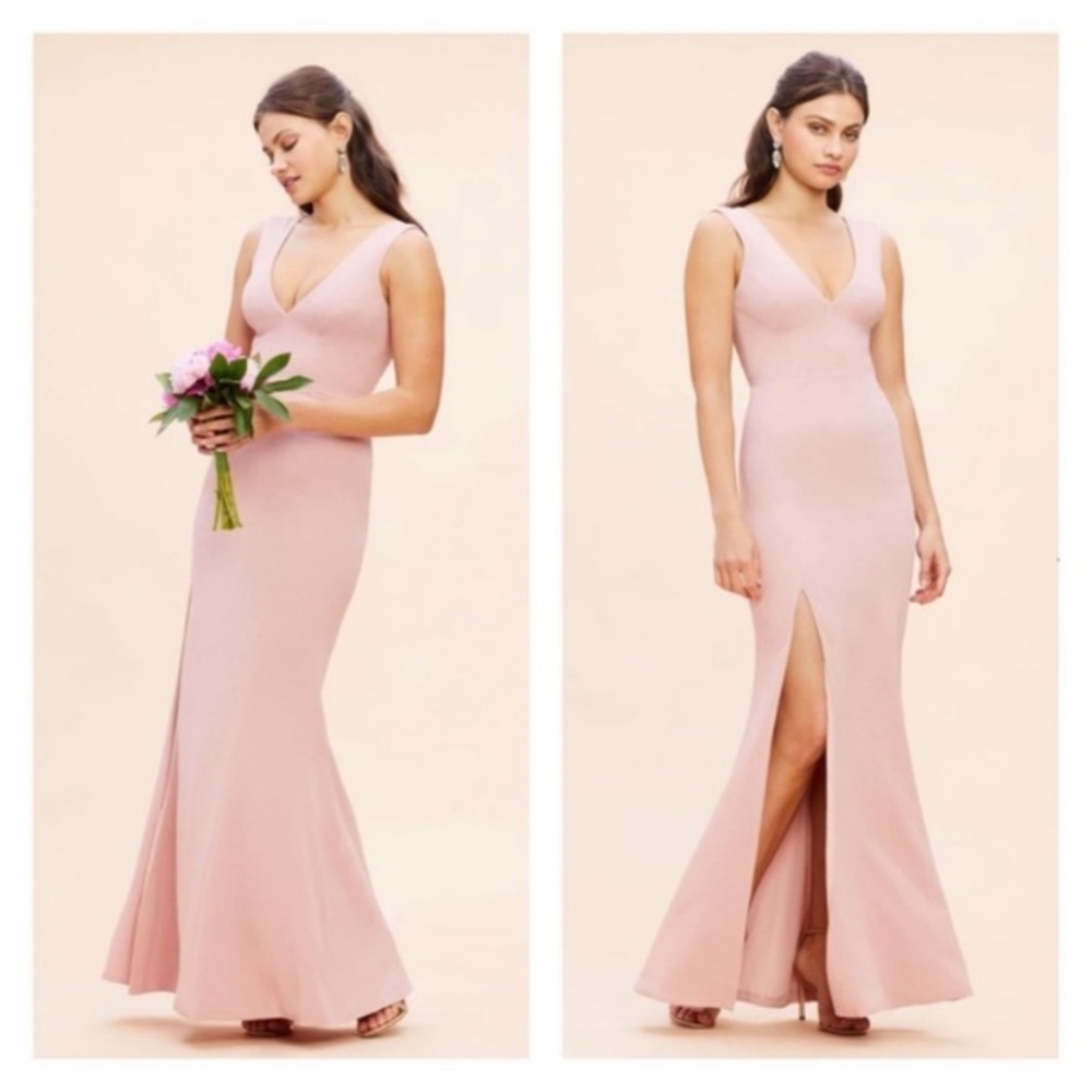 NEW Dress the Population Sandra pink maxi dress slit sleeveless small s